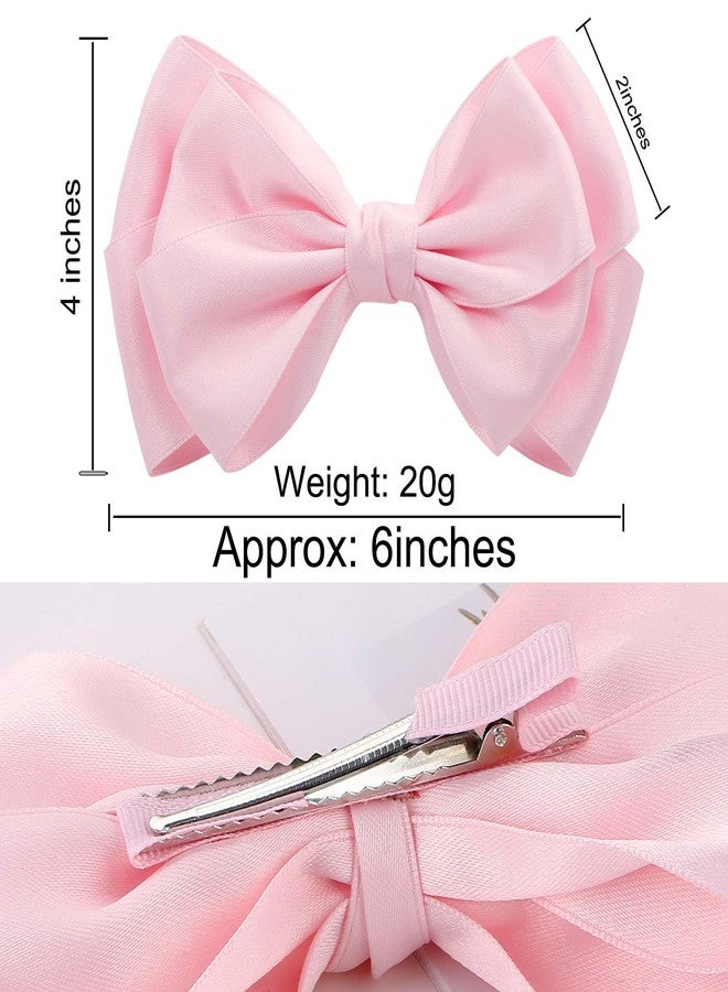 ZOLYCO Large Big 6 Inch Hair Bows for Girls Thick Ribbon Boutique Alligator Clips Hair Accessories for Baby Girls Toddlers Kids Teens 2 PCS (Pink) - Image 5